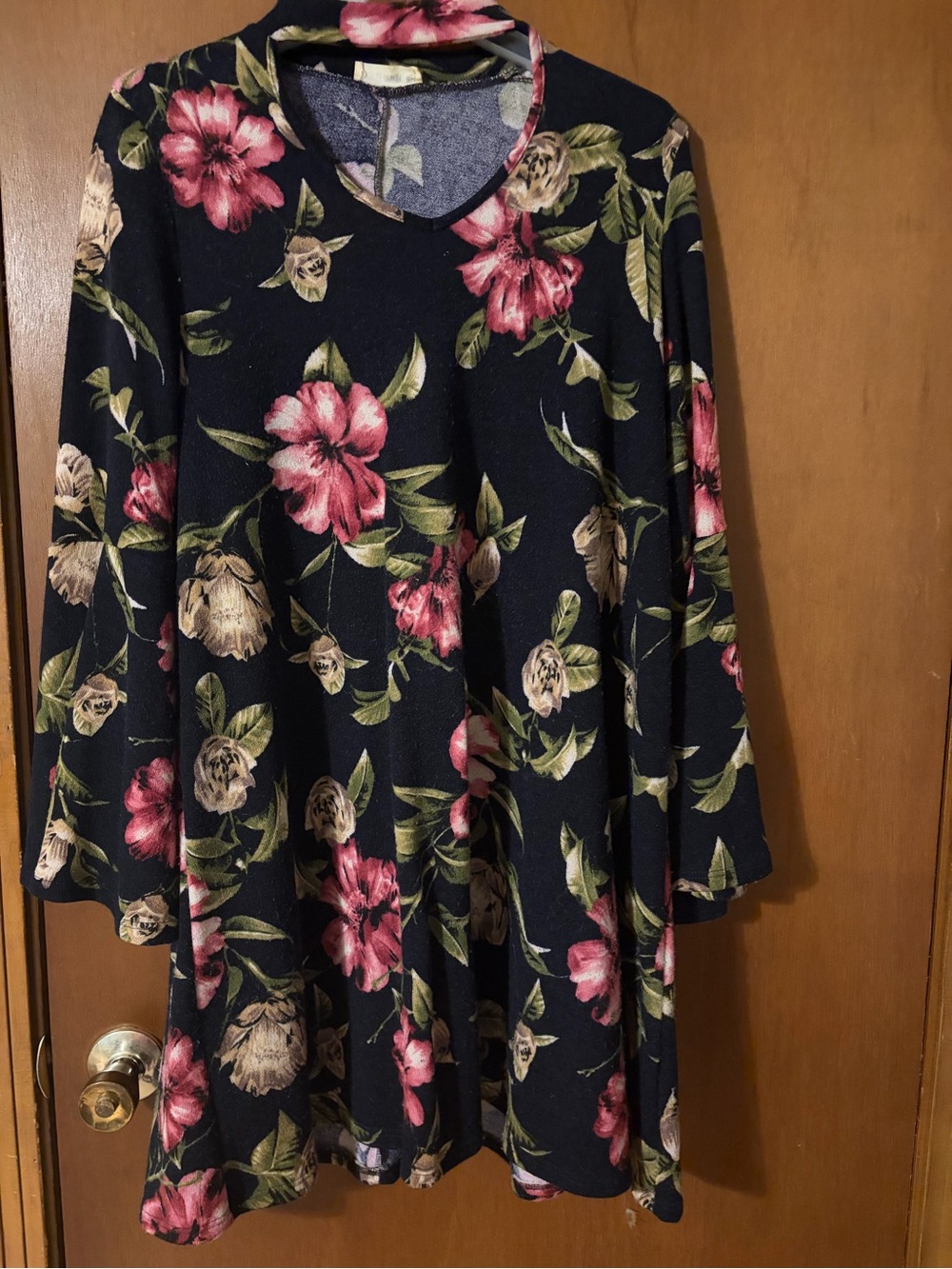 Women’s Floral Navy Swing Dress with Pink & Cream Blooms
